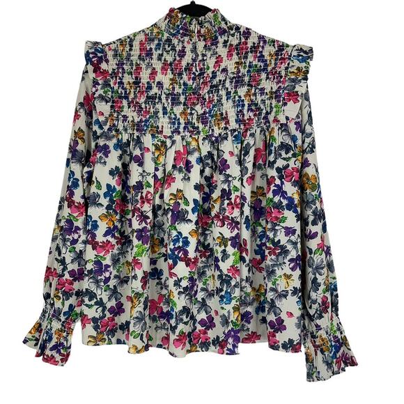 French Connection top floral Alianna drape smocked - Picture 5 of 5